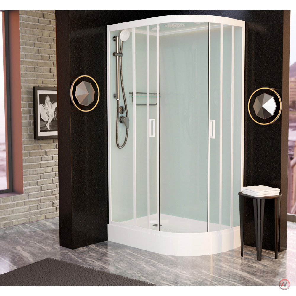 Душевая кабина Frank F412L М White левосторонняя матовое стекло120х80х220 см